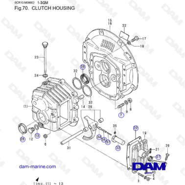 Yanmar 1GM, 2GM, 3GM - CLUTCH HOUSING