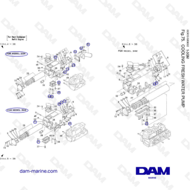 Yanmar 2GM, 3GM, 3HM - COOLING FRESH WATER PUMP