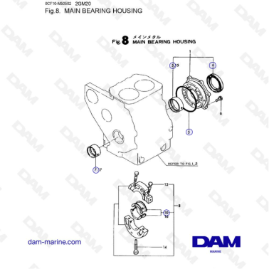 Yanmar 2GM20 - MAIN BEARING HOUSING