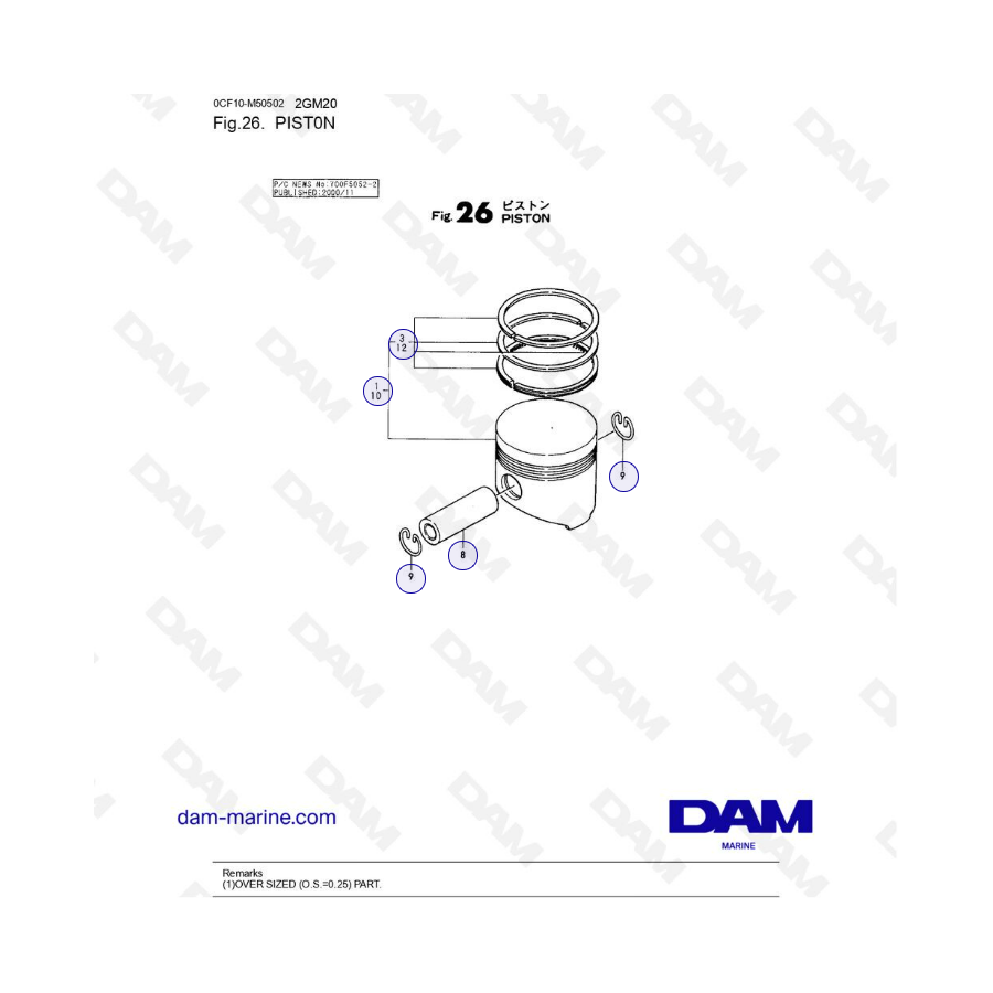 Yanmar 2GM20 - Piston