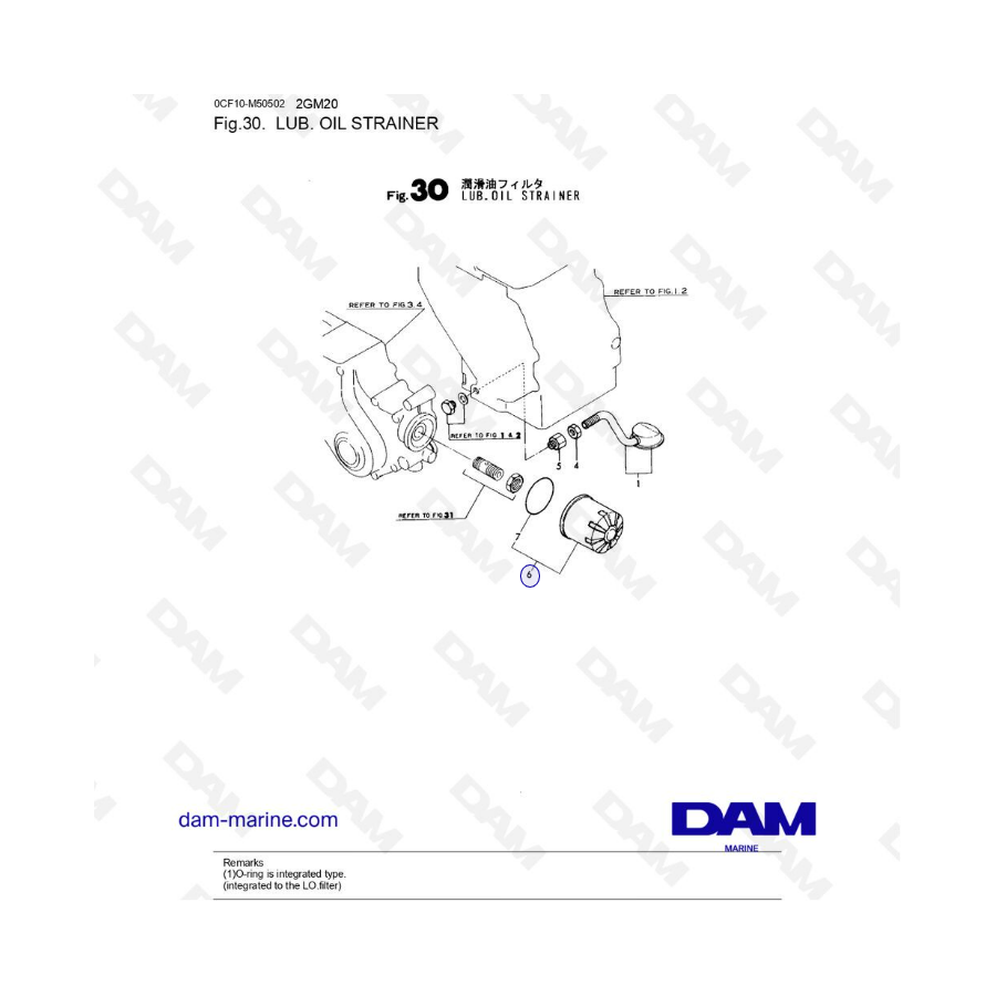 Yanmar 2GM20 - Lubricación. Colador de aceite