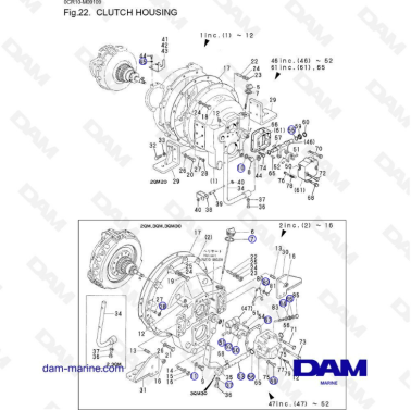 Yanmar 2QM - Clutch housing