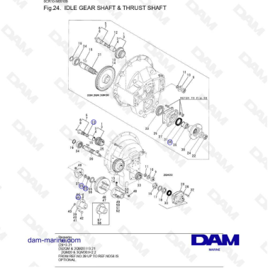 Yanmar 2QM - Idle gear shaft & Thrust shaft