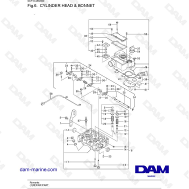 Yanmar 2YM15 - Cylinder head & bonnet