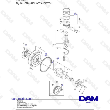 Yanmar 2YM15 - Crankshaft & Piston