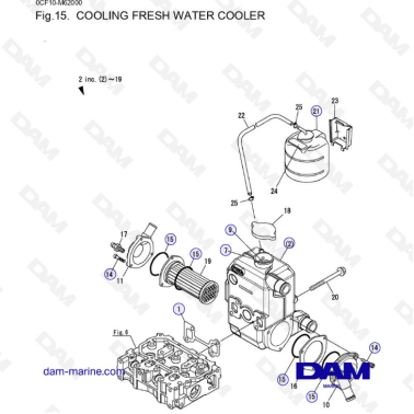 Yanmar 2YM15 - Cooling fresh water cooler