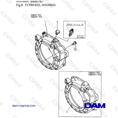 Yanmar 3GM30-YEU - FLYWHEEL HOUSING