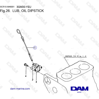 Yanmar 3GM30-YEU - LUB OIL DIPSTICK