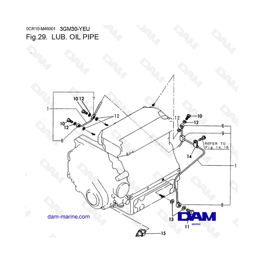 Yanmar 3GM30-YEU - LUB OIL PIPE
