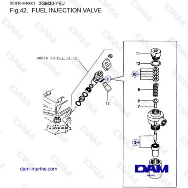 Yanmar 3GM30-YEU - Fuel injection Valve