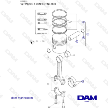 Yanmar 2QM15 - PISTON & CONNECTING ROD