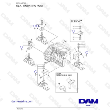Yanmar 3YM20 - PIE DE MONTAJE
