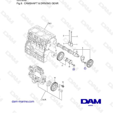 Yanmar 3YM20 - CAMSHAFT & DRIVING GEAR