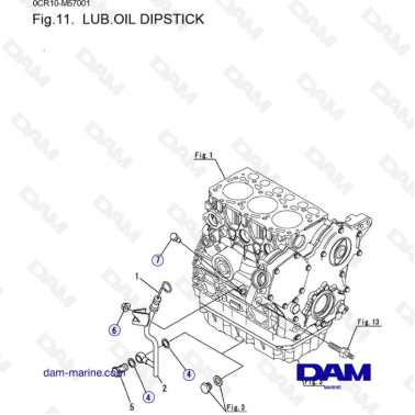 Yanmar 3YM20 - . LUB.OIL DIPSTICK