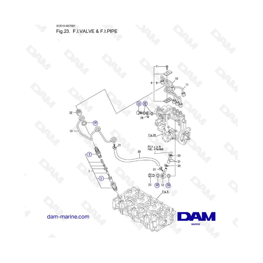 Yanmar 3YM20 - F.I VALVE & F.I PIPE