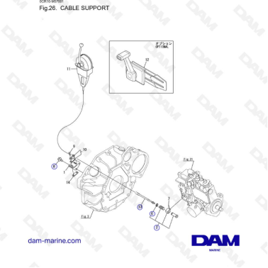 Yanmar 3YM20 - CABLE SUPPORT