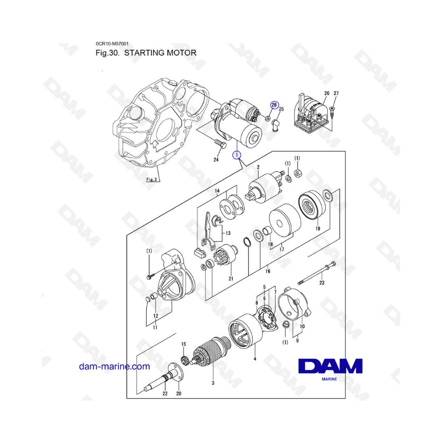 Yanmar 3YM20 - Starter