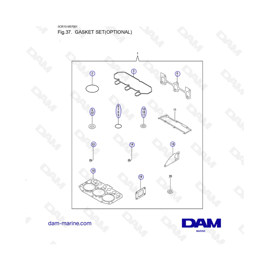 Yanmar 3GM20 - TOUS LES JOINTS