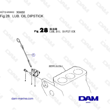 Yanmar 3GM30 - LUB. OIL DIPSTICK