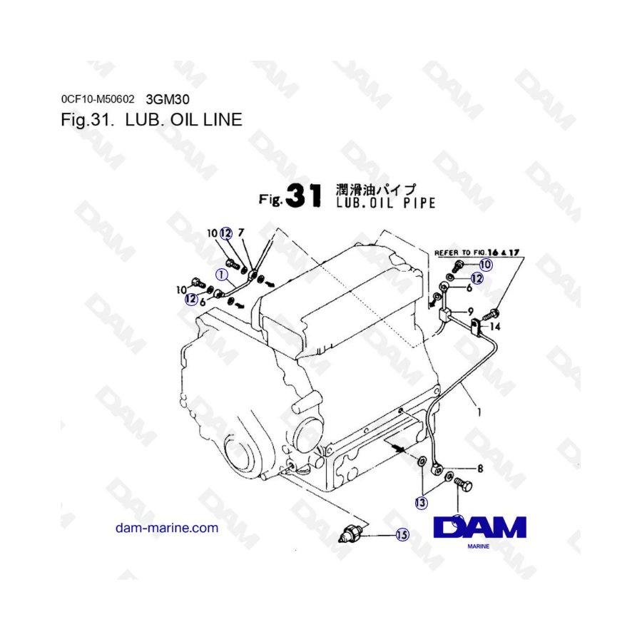 Yanmar 3GM30 - LUB. OIL LINE