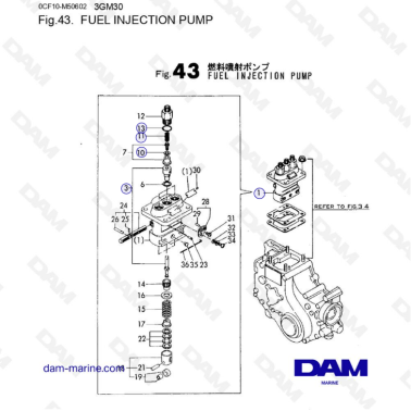 Yanmar 3GM30 - BOMBA DE...