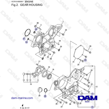 Yanmar 3YM30 - GEAR HOUSING