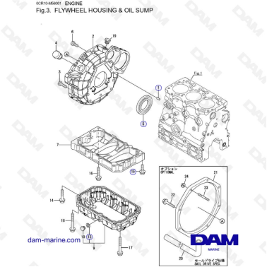 Yanmar 3YM30 - FLYWHEEL HOUSING & OIL PUMP