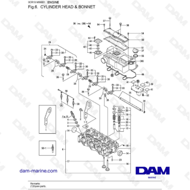 Yanmar 3YM30 - CYLINDER HEAD & BONNET