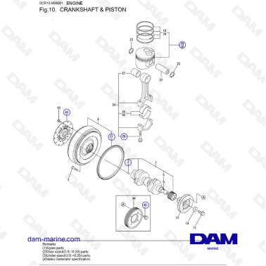 Yanmar 3YM30 - CRANKSHAFT & PISTON