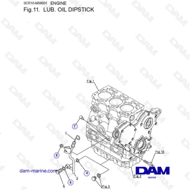 Yanmar 3YM30 - LUB. OIL DIPSTICK