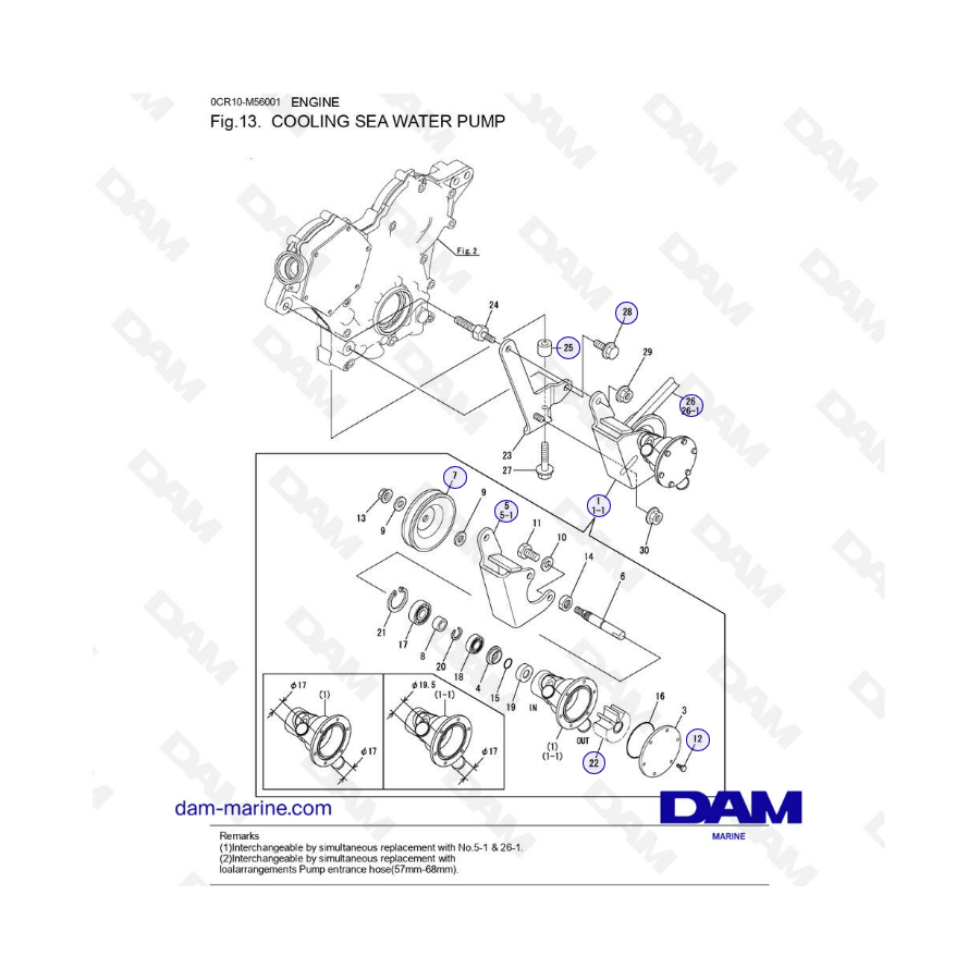 Yanmar 3YM30 - BOMBA DE AGUA DE MAR REFRIGERADA