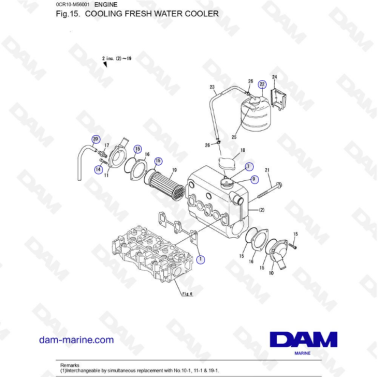 Yanmar 3YM30 - COOLING FRESH WATER COOLER