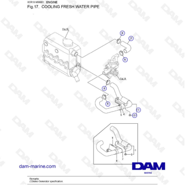 Yanmar 3YM30 - COOLING FRESH WATER PIPE