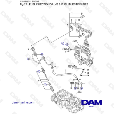 Yanmar 3YM30 - FUEL INJECTION VALVE & FUEL INJECTION PIPE