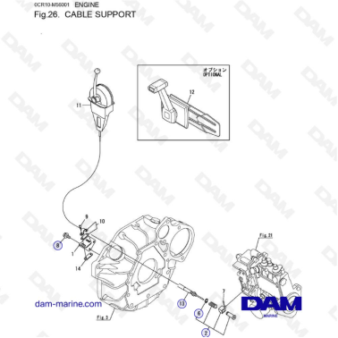 Yanmar 3YM30 - CABLE SUPPORT