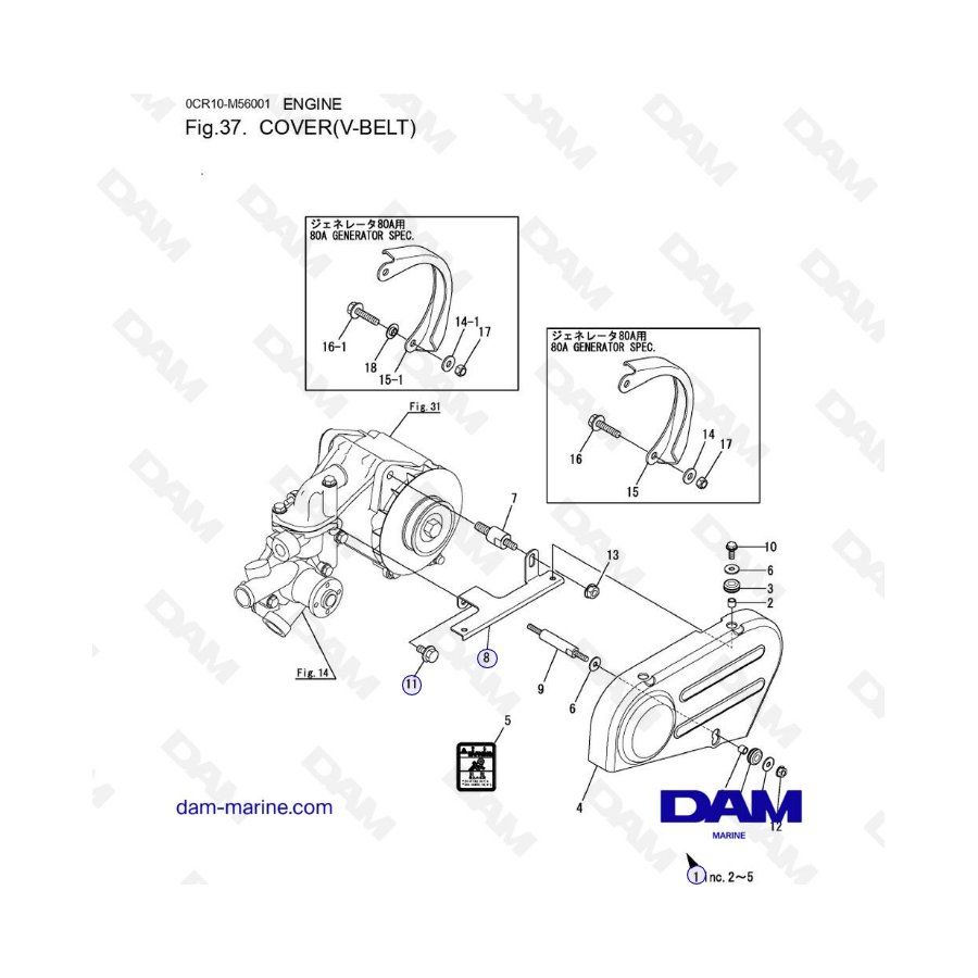 Yanmar 3YM30 - COVER (V-BELT)