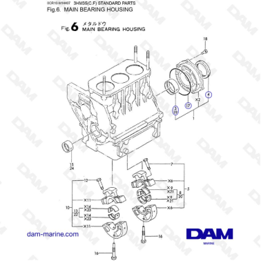 Yanmar 3HM35 - MAIN BEARING HOUSING