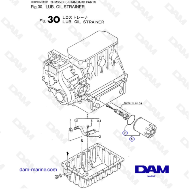 Yanmar 3HM35 - LUB. OIL STRAINER