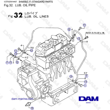 Yanmar 3HM35 - LUB. OIL PIPE
