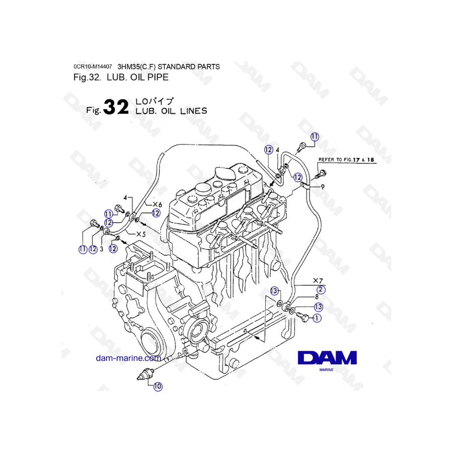 Yanmar 3HM35 -  LUB. OIL PIPE