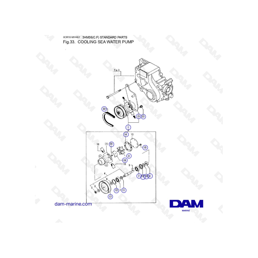 Yanmar 3HM35 - BOMBA DE AGUA DE MAR REFRIGERADA