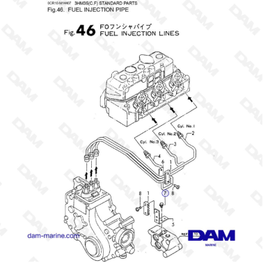 Yanmar 3HM35 - FUEL INJECTION LINES