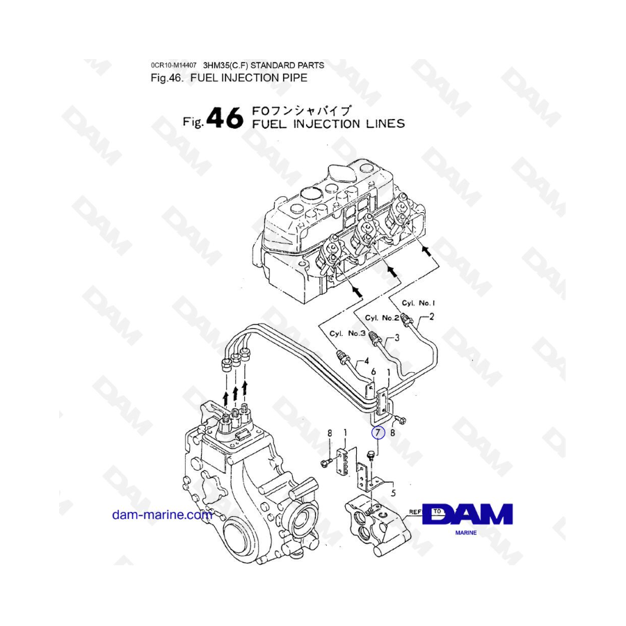 Yanmar 3HM35 - LÍNEAS DE INYECCIÓN DE COMBUSTIBLE