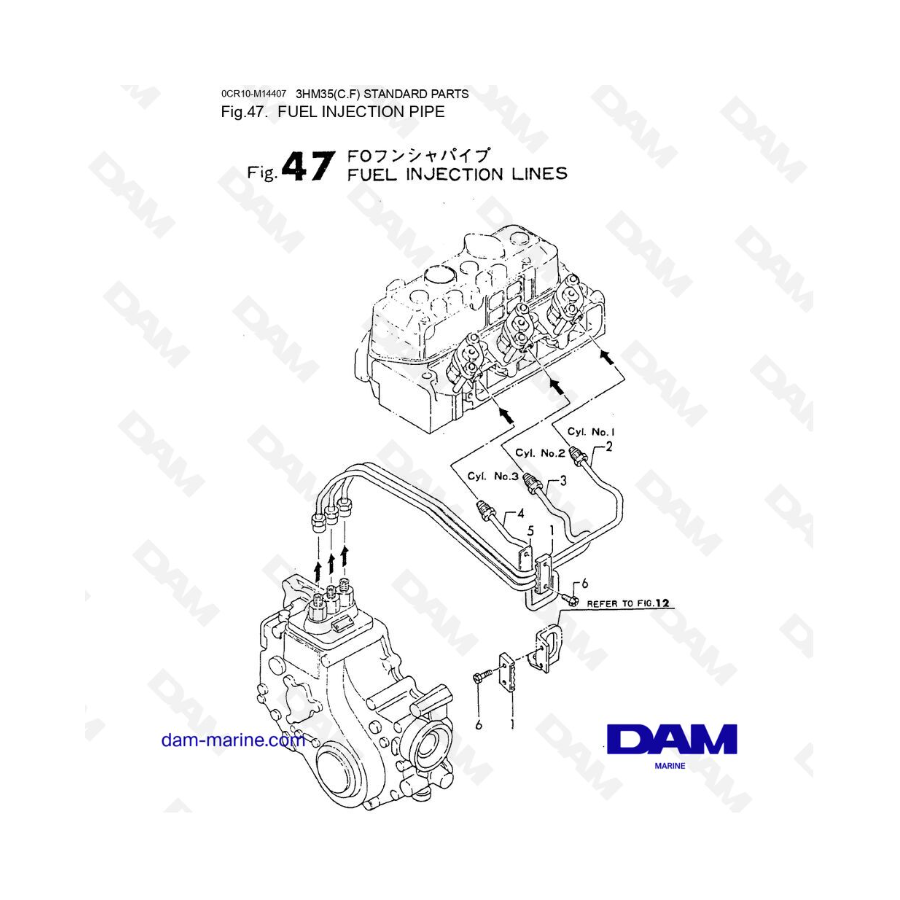 Yanmar 3HM35 - FUEL INJECTION LINES
