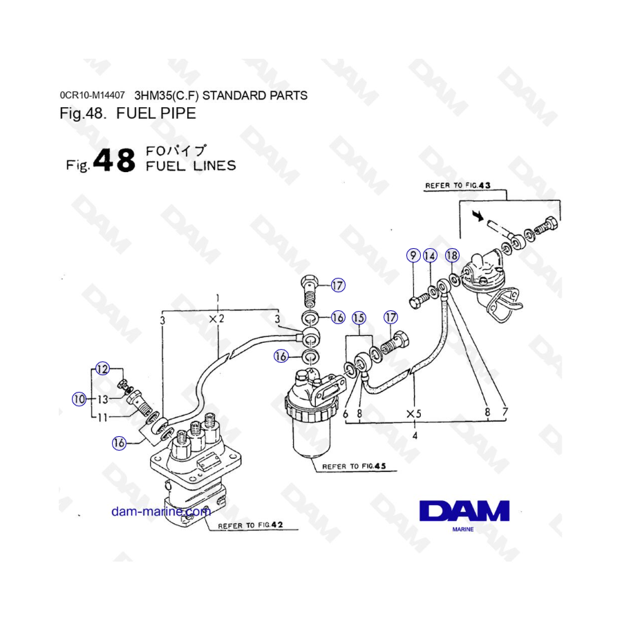 Yanmar 3HM35 - TUBERÍA DE COMBUSTIBLE
