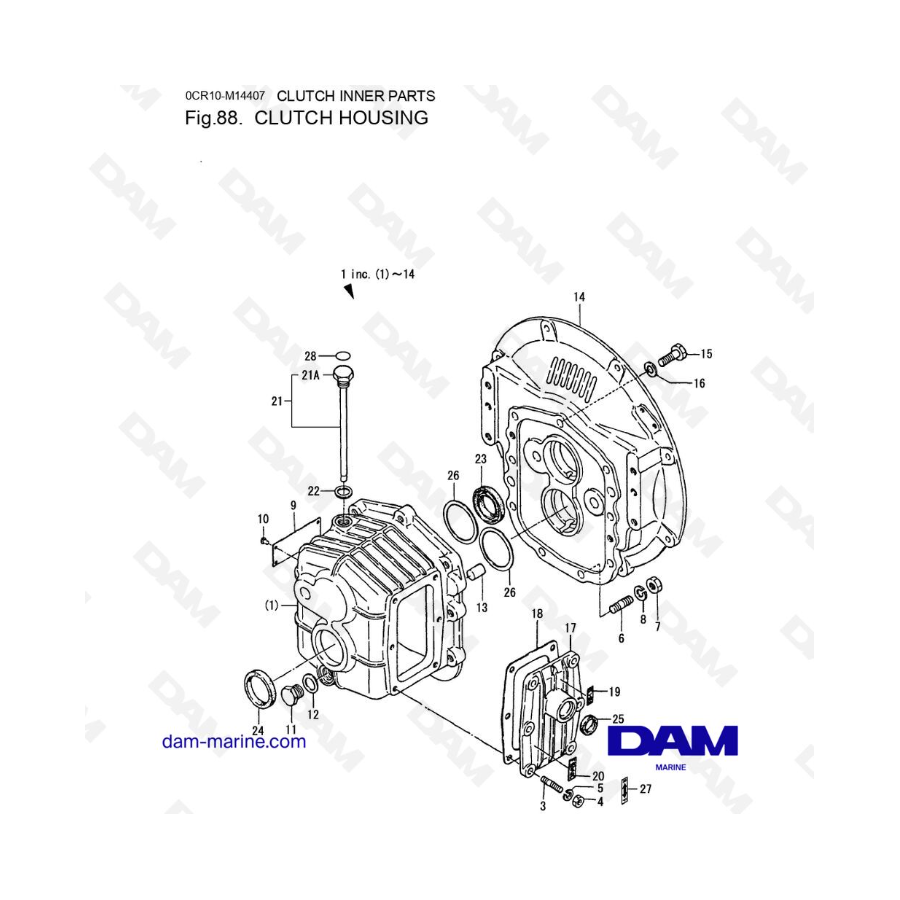Yanmar 3HM35 - CAJA DEL EMBRAGUE 