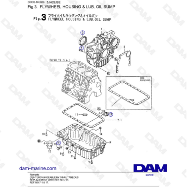 Yanmar 3JH2E - FLYWHEEL HOUSING & LUB. OIL SUMP