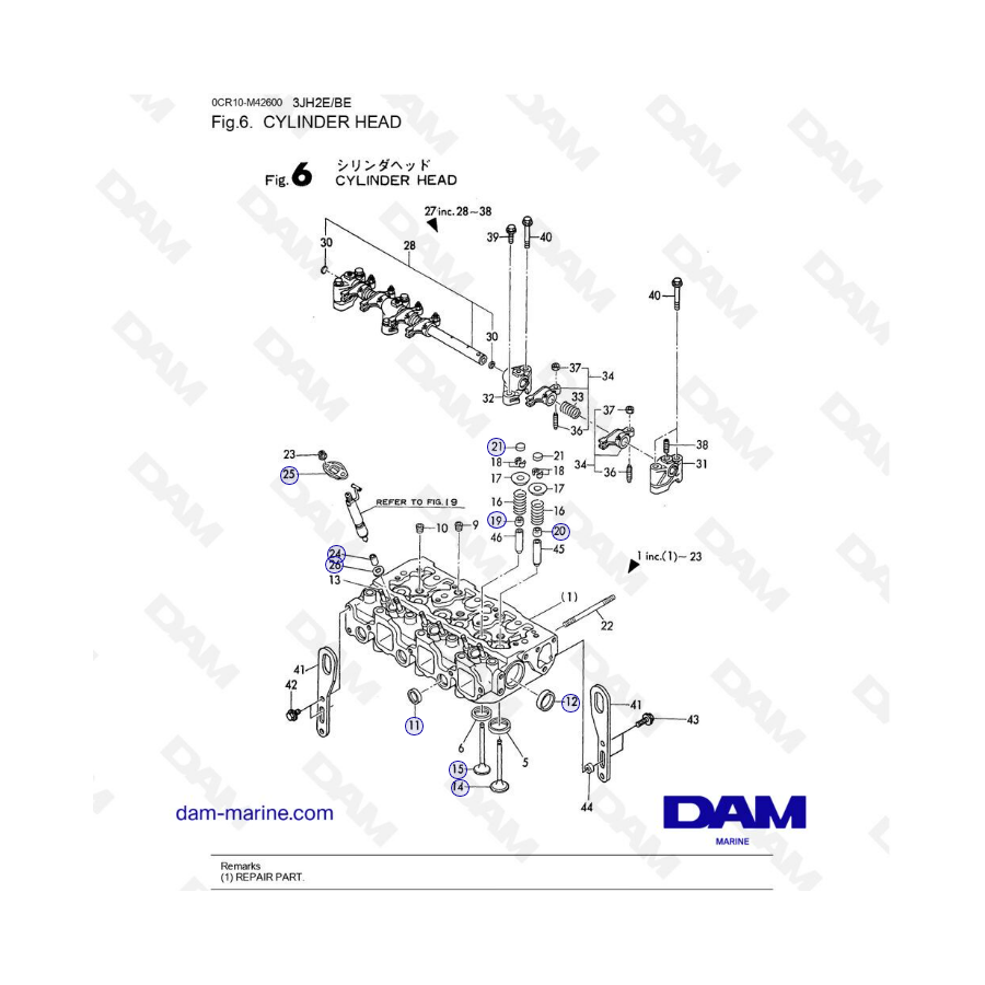 Yanmar 3JH2E - CABEZA DE CILINDRO
