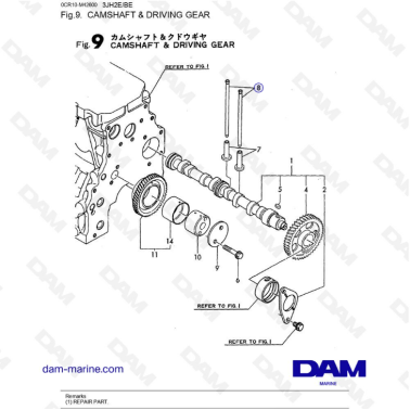 Yanmar 3JH2E - CAMSHAFT & DRIVING GEAR