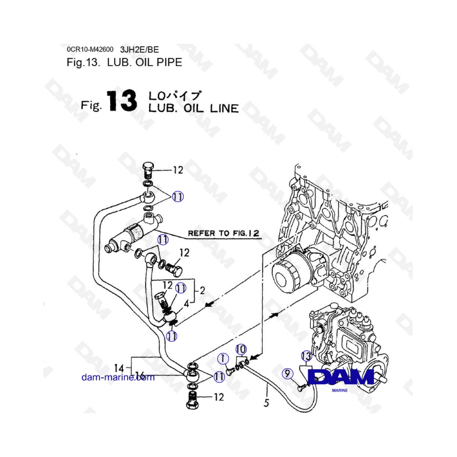 Yanmar 3JH2E - LUB. OIL PIPE